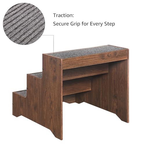 beeNbkks Dog Stairs Furniture, Extra Wide Wooden Pet Steps for Medium Large Dogs and Cats, Non-Slip Pet Ladder for Elderly Injured Pets Short Legged Puppy to Reach Couch Sofa High Bed Windowsill