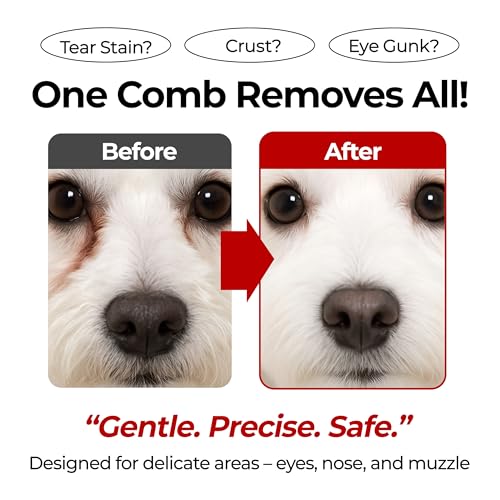 JAYU PET Facial Grooming Comb - Dog Eye Combs, Stress-free Eye Gunk Remover for Dogs & Cats, Pet Facial Brush, Cat Grooming Kit, Stainless Steel Deshedding Comb (1ea)
