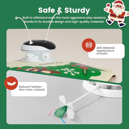 Gardner Pet Interactive 5in1 Cat Toys Chargeable,Moving Feather,Laser Pointer,Track Ball,Hide and Seek,Real Bird Sing,Touch/Sound Activated Cat Kitten Toy Exercise Toys for Indoor Bored Cats, 600mAh