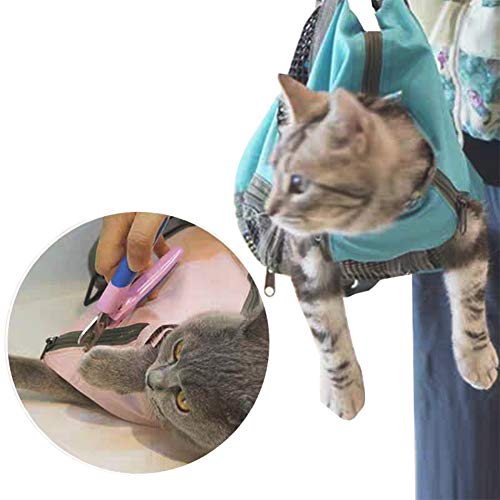 Cinf Cat Nail Clipping Cleaning Grooming Restraint Bag （Free Muzzle） No Scratching Biting for Bathing Nail Trimming Injecting Examining (Blue,M)