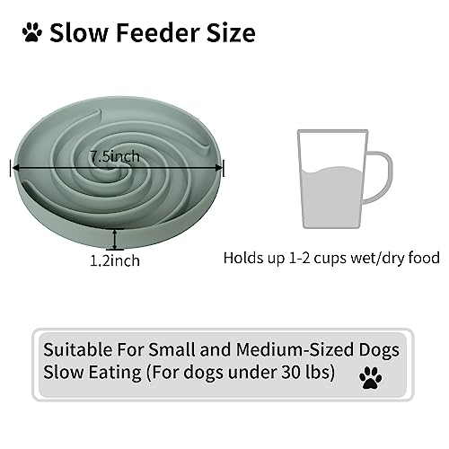 Bifeaw Slow Feeder Dog Bowls, Dishwasher Microwave Safe Silicone Puppy Puzzle Bowl with Non-Slip Design for Eating (Grey Green)