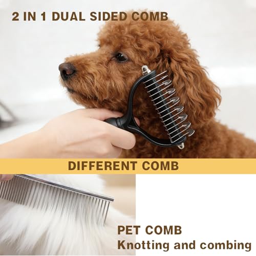 Pet Grooming Tools Kit for Dogs and Cats,8-in-One Home Pet Grooming Set,Includes Safety Scissors Set,Hair Removal Brush, Nail Clipper and File for Small Medium Large Dogs and Cats