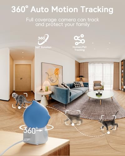ZUMIMALL Pet Camera Indoor, 5G/2.4G WiFi Camera for Dog/Cat with Play Toy, 2K Pet Security Cameras with Phone App, 2-Way Talk, Auto Tracking, Pet/PIR/AI Detection, Privacy Protect, Alexa/ONVIF/Cloud