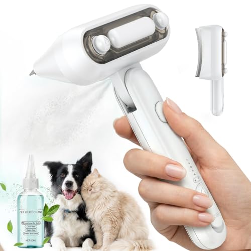 Dog Brush for Shedding & Cat Brush for Shedding, Deshedding Tool with Anti-Static Mist, Gentle Undercoat Remover, Pet Hair Remover, Self Cleaning, No Flying Fur