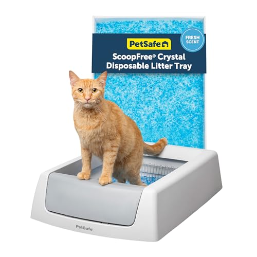 PetSafe ScoopFree Crystal Classic Self-Cleaning Litter Box System – Automatic Cat Litter Box - Advanced Odor Control – Includes Disposable Crystal Litter Tray (PAL00-17296)