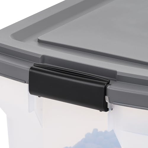 IRIS USA Dog Food Storage Container 40 lbs, Attachable Wheels, & Included Scoop, for Dog Cat Birds and other Pets, Food Storage Bin, Keep Fresh, Easy Mobility, BPA Free - Made in the USA, Dark Gray