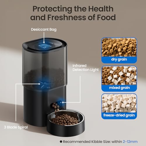 Automatic Cat Feeder and Water Fountain 2-in-1, Smart Timed Cat Food Dispenser with 2.4G WiFi APP Control, Automatic Dog Feeder and Water Dispenser with 10s Voice Recorder for Cats Small Dogs