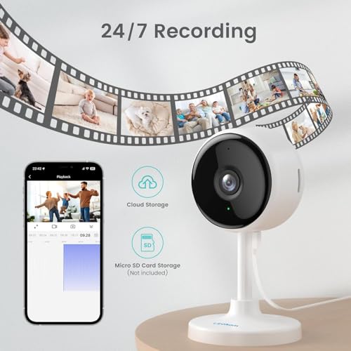 litokam Indoor Cameras for Home Security with Night Vision, Pet Camera with Phone App, WiFi Home Security Camara, Baby Monitor Work with Alexa, Motion Detection, 2 Pack, 2K