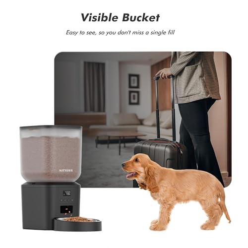 Automatic Dog Feeder - 8L/34 Cups Large Capacity Automatic Cat Food Dispenser with LCD Screen, Large Food Tray, Battery Operated, Timed Cat Feeder, Up to 50 Portions 6 Meals Per Day, Keeps Fresh