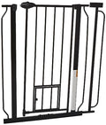 Carlson 36" Extra Tall Walk Through Dog Gate for Doorways & Bottom of Stairs, Metal Pet Gate with Small Pet Door, Expands 29.5”–36.5”, Black
