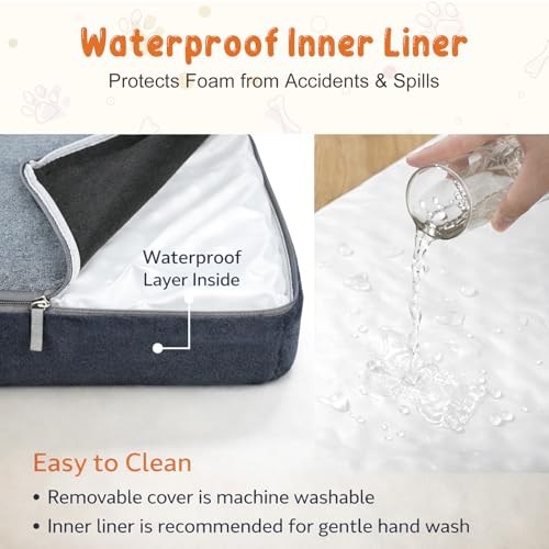 EMPSIGN Stylish Dog Bed Mat Dog Crate Pad Mattress Reversible (Cool & Warm), Water Proof Linings, Removable Machine Washable Cover, Firm Support Pet Crate Bed for Small to XX-Large Dogs, Grey