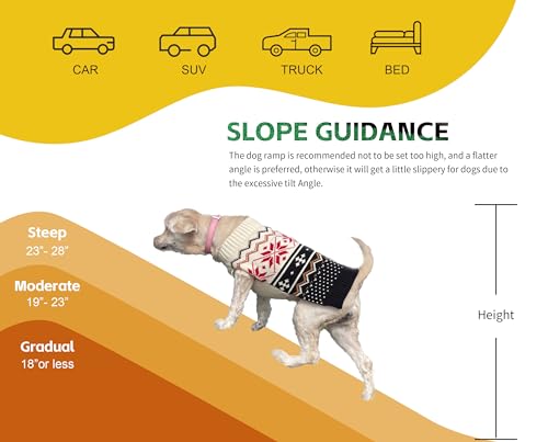 PawStep 50894 Pet Ramp for Dogs & Cats – Foldable Portable Dog Ramp with Poly Grass Non-Slip Surface, Lightweight Travel Ramp for Cars, SUVs, Beds & Couches
