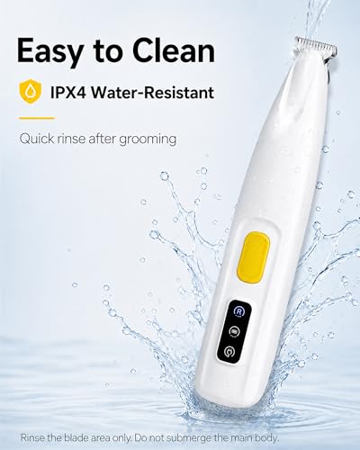 FURBONA Upgraded Dog Paw Trimmer with LED Light, 18 mm Widen Blade, 35 dB Low Noise, LED Display, Fully Waterproof, Rechargeable Clipper for Dogs Cats Trimming Paws, Eyes, Ears, Face, and Rump