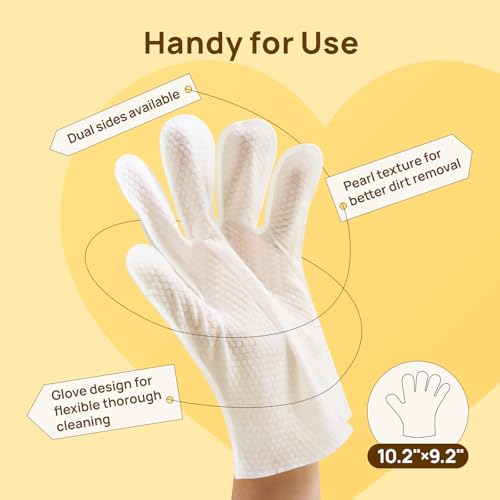 HICC PET Cleaning Deodorizing Glove Wipes for Dogs & Cats, Vet Recommended Hypoallergenic Hydrating & Nourish Fur Pet Grooming Glove Wipes, Pet Bathing Wipes for Horse Coat Care,20pcs Coconut Scent