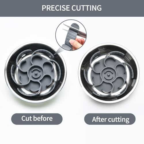 Slow Feeder Dog Bowls Insert,Third Generation upgradedSuper Firm Eating Bowl（Cuttable） for Large Breed and Medium Small Size Compatible with Regular Elevated Metal Glass Dog Bowl (Gray)