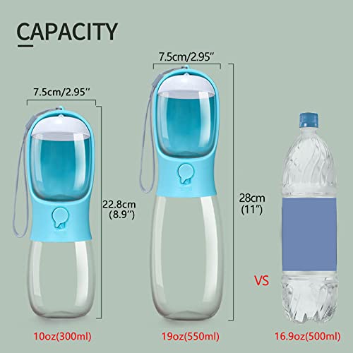 AVELORA Dog Water Bottle with Food Container, Portable Leak Proof Pet Water Dispenser for Walking Hiking Travel, Puppy Essentials Accessories for Small Large Dogs, Dog Gifts (10oz/15oz/19oz)