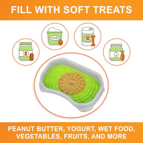 Neater Pets Neat-LIK Dog Lick Mat w/Mess-Proof Tray, Lick Mat for Dogs, Cats, Puppy, Reduces Anxiety & Boredom, Peanut Butter Slow Feeder, Interactive Treat Licking Pad (Purple & Green/Vanilla Bean)