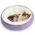 Love's cabin Round Donut Cat and Dog Cushion Bed, 20in Pet Bed for Cats or Small Dogs, Anti-Slip & Water-Resistant Bottom, Soft Durable Fabric Pet beds, Washable Luxury Cat Dog Bed Lavender Stripe