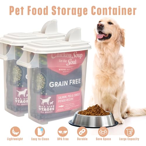 Buddeez 32 Quart Pet Food Dispenser with Lid - Airtight Storage for Dog Food, Cat Food, and Bird Seed - Easy Pour Spout for Mess Free Serving