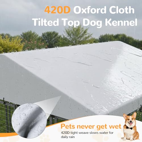 20x10ft Large Outdoor Dog Kennel, Heavy Duty Galvanized Steel Enclosure with Waterproof Roof & Secure Lock for Giant Breed Dogs