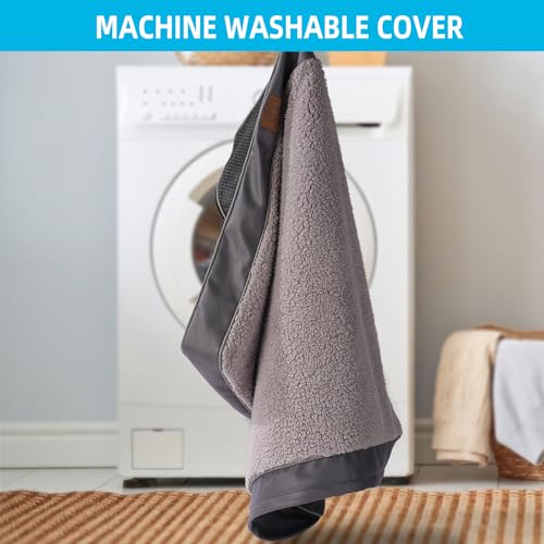 Sunheir Orthopedic Dog Bed for Medium Dogs, Waterproof Deluxe Plush Dog Crate Bed with Removable Washable Cover & Anti-Slip Bottom, Egg Crate Foam Pet Bed Mat, Grey, (30.0" L x 20.0" W x 3.0" Th)