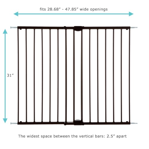 Toddleroo by North States - Easy Swing & Lock Baby Gate Series 2: Hardware Mounted Metal Safety for Stairs & Doorways - Adjustable 28.68 to 47.85 Inches Wide - 31 Inches Tall - Matte Bronze