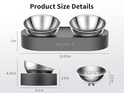 PETKIT 304 Stainless Steel Elevated Cat Bowls&Dog Bowls,Raised Cat Food and Water Bowl Set, Non-Slip, Anti Vomiting 15°Tilted Cat Small Animal Plate
