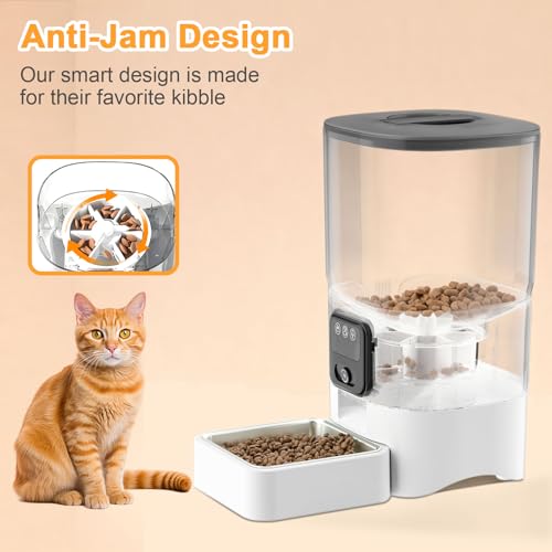 PGID Automatic Cat Feeder with Camera, 1080P HD Video with Night Vision, 2.4G WiFi Pet Feeder for Cat & Small Dog, 2-Way Audio & Meal Call Pet Food Dispenser, Motion Capturing Auto Dog Feeder 6L