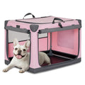 PETSFIT 26" Soft Portable Dog Crate – Patented Spiral Sturdy Frame, Collapsible Travel Kennel for Small Dogs, 3 Mesh Door, Lockable Zippers, Indoor & Car Use Pink