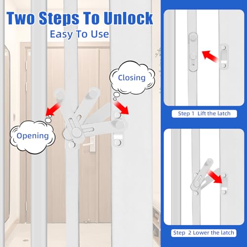 SHYUJAJIE 71 Inch Extra Tall Pet Gate for Cats, 29.5-43" Adjustable Wide Dog Gates, Pressure Mounted Walk Through Tall Cat Gate for Doorways,Hallway,Stairs,House（White）