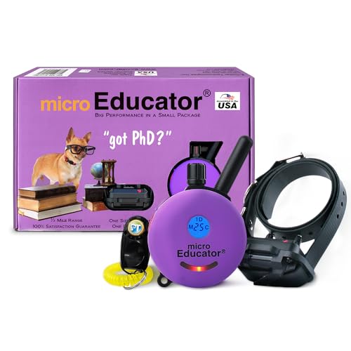 Educator ME-300 Micro E Collar for Dog Training with Remote - 1/3 Mile Range, Waterproof, 100 Blunt Stimulation Levels, Tone or Vibration Mode, Night Tracking Light for Small, Medium & Large Dogs