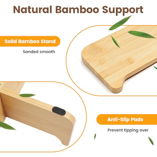 PETTOM Slow Feeder Cat Bowl Elevated Ceramic with Bamboo Stand, Raised Pet Puzzle Dishes for Indoor Cats Small Dog, Anti Vomit Cat Bowl for Wet & Dry Food
