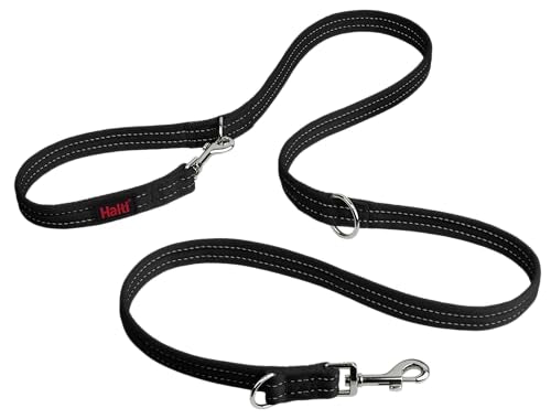 Halti Training Leash - Multifunctional Double-Ended Dog Leash, Ideal for Anti-Pulling Dog Training. Lightweight, Soft & Durable. Suitable for Medium to Large Dogs & Puppies (Size Large, Black, 2m)