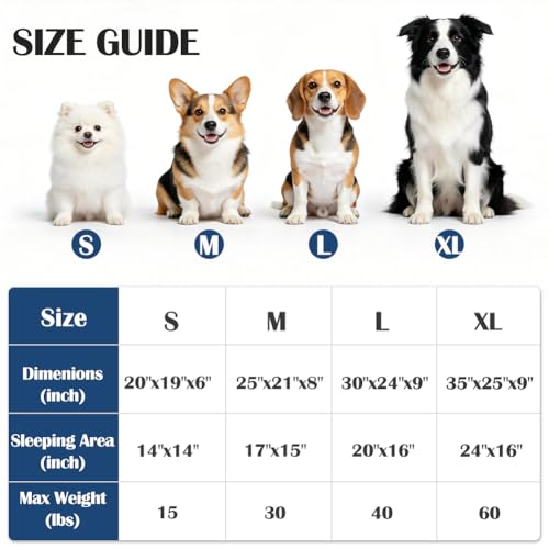 Small Dog Bed for Dogs with Cool to Touch Fabric， Soft Calming Cat Beds for Indoor Cats， Reversible Square Pet Bed for Puppy, Machine Washable Non-Slip Bottom S
