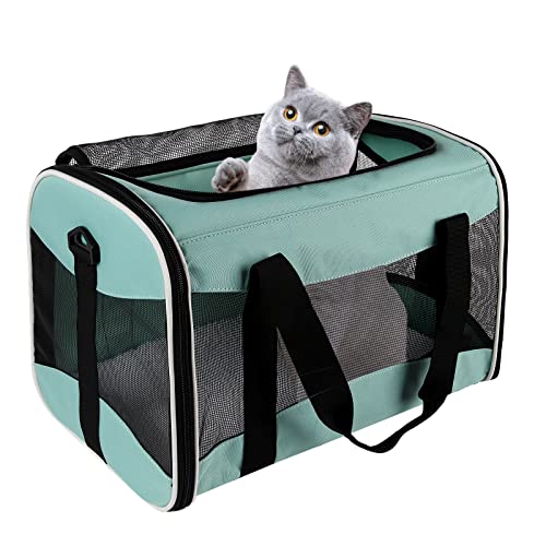 Cat Dog Carriers Soft-Sided Pet Carrier Large Cats for Medium Big Cat Small Dog Puppy up to 16lbs TSA Airline Approved Animal Collapsible Cat Carrier Carriers Travel Carrier Cat Bag (17x11x11)