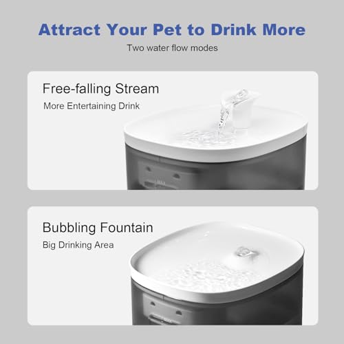 ANDOLL HOME Cat Water Fountain 105oz/3L Pet Water Fountain - Quiet Dog Water Fountain with Water Level - Flowing Water to Provide Fresh Water- No Sputter, Easy Cleaning (Snow White, 3L)