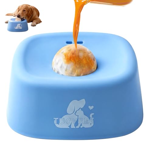 TUGFREE Slow Feeder Dog Bowls, Lick Sphere Puzzle Feeder for Liquid Treats, Non-Spill Puppy Lick Bowl for Bone Broth & Yogurt, Interactive Slow Eating Toy for Anxiety Relief, Boredom and Post-Op Care