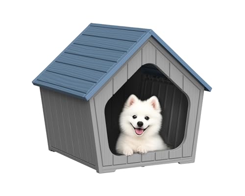 DRATO Dog House Indoor Outdoor Durable Resin Material Houses for Dogs Outside Weatherproof Cozy Small Dog Houses Pet Shelter for Patio, Porch, Living Room