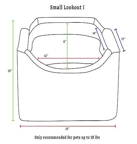 Snoozer Lookout I Car Seat - Dog Car Seats for Small Dogs, Puppy Booster Bed for Small Sized Pets up to 18 Lbs, Elevated, Washable - Size S, Black Quilted