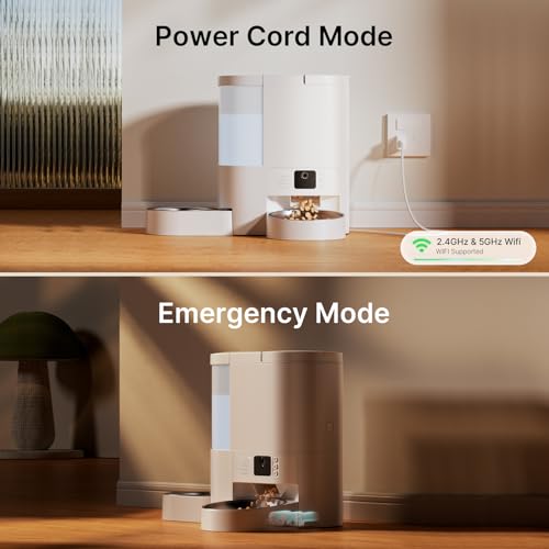 Automatic Cat Feeder with Camera, 2 in 1 Cat Food and Water Dispenser, 2K HD Video and Night Vision, 5G App Controlled Timed Pet Feeder,4L Food & 3L Gravity Waterer with 2-Way Audio for Cats Small Dog