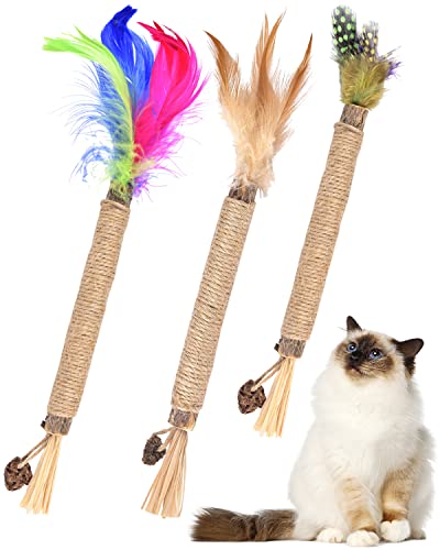 TINDTOP Silvervine Chew Sticks for Cats, Natural Catnip Chew Toys for Kittens Teeth Cleaning, Matatabi Dental Care, Increase Appetite, Calm Cat Anxiety and Stress, Cat Dental Toy (3 Pack)