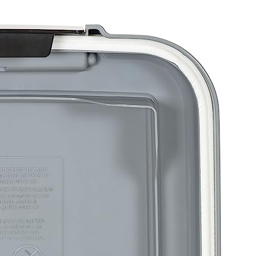 Amazon Basics Airtight Pet Food Storage Container with Scoop, BPA Free, Removable Wheels, 69 QT, Gray