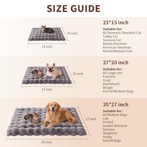 SOMAHE Cat Bed Mat, Soft Plush Faux Fur Kneading Pet Bed, Machine Washable Cat Sleeping Pad for Indoor Cats & Kittens, Non-Slip Fluffy Cat Rug for Couch Sofa Floor, 23x15 Inch Grey
