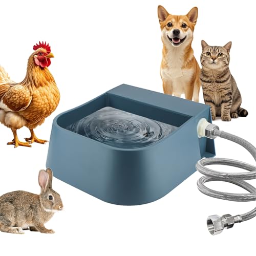 PETLESO Dog Water Bowl Dispenser, Automatic Water Dispenser for Dogs with 3/4'' Hose, Auto-Fill Cat Water Fountain, Pet Water Dish for Outside Animals, Chickens Rabbits, 2L