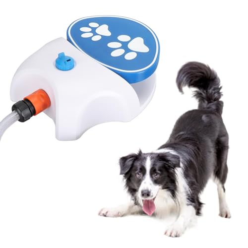 Dog Water Fountain Step On, Activated Dog Sprinkler, Outdoor Pet Drinking Dispenser, Dog Water Toy, Fresh Water Feeder with Hose for Small & Large Dogs Cats