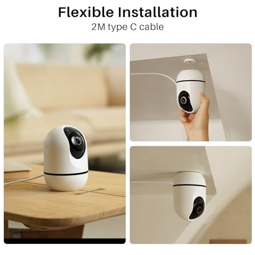 WUUK 4MP Indoor Security Camera, Pan Tilt Cam for Baby Monitor, Wi-Fi Home Security Pet Camera for Dog or Cat, Motion Detection & Tracking, Night Vision, 2-Way Audio, Compatible with Alexa & Google