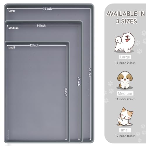 MateeyLife Silicone Cat & Dog Food Mat for Floors Waterproof, Anti-Slip Dog Bowl Mats for Food and Water, Pet Feeding Mats with Lip to Prevent Spills, Pet Placemat for Messy Drinkers to Protect Floors