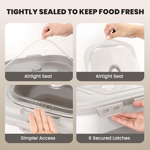 DDMOMMY 35-40 Lbs Airtight Dog Food Storage Container, Collapsible Dog Food Container with Lid, Wheels, Date Track, Large Pet food storage Container for Rice,Flour,Sugar,Dog Food Scoop,2PCS Containers