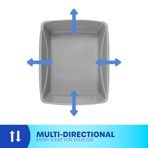 Petmate Basic Open Cat Litter Pan, Multidirectional Easy to Clean Plastic Litter Box, Gray, Made in USA, 14.5" x 10.5" x 3.5", Small Recommended for Kittens and Small Cats