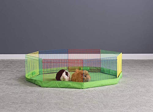 Prevue Pet Products Multi-Color Small Pet Playpen - Animal Pen for Rabbits, Guinea Pigs, Hamsters, Tortoises, Bunny Enclosure, Easy to Assemble, Indoor & Outdoor